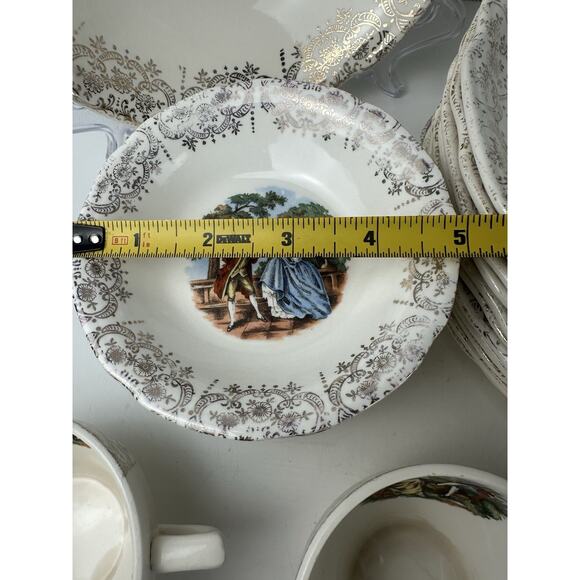 (Set of 28 PCS)-French Saxon China~UNION Made U.S.A.~22 KT Gold Cottage Set - Picture 8 of 10